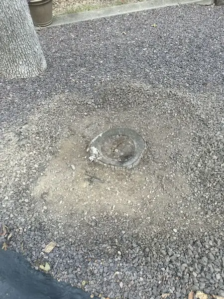 Ground-out circle in a gravel bed