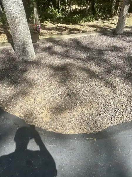 Leveled gravel bed after stump grinding